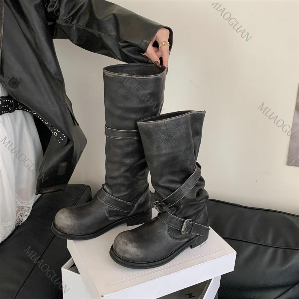 Belt Buckle Blank - Spring Autumn Chunky Heel Thigh High