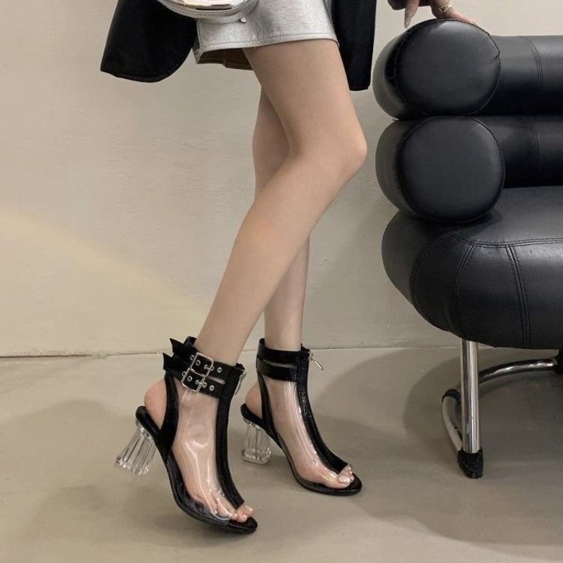 Belt Buckle Blank - Crystal Heel Zip Sandals Summer New
