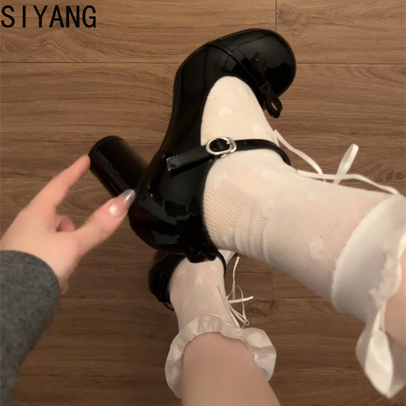 Black y2k Heels Women Mary Jan - Belt Buckle Blank recension och pris