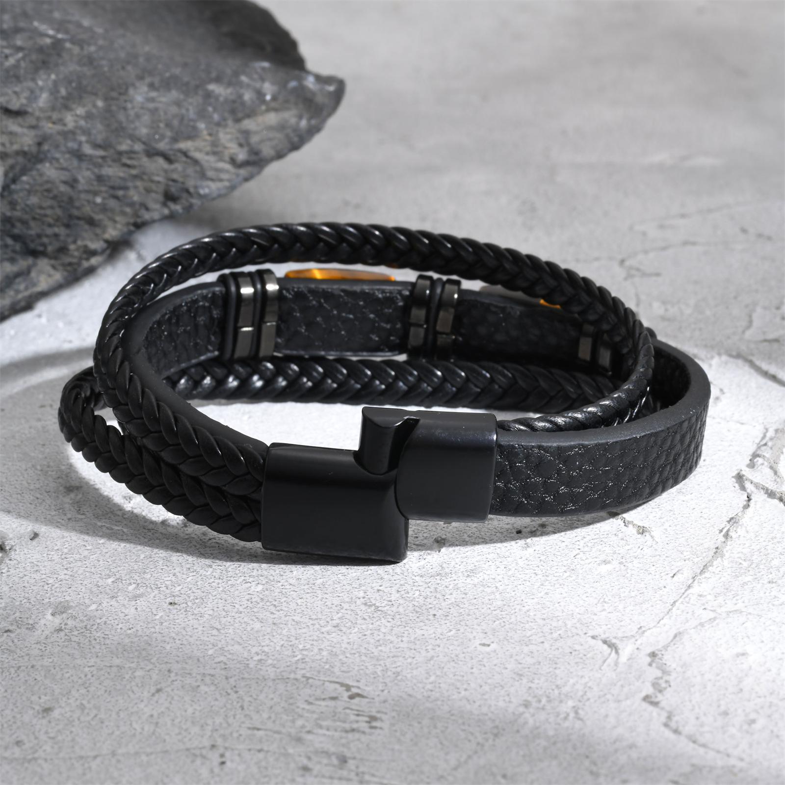 Men Braided Leather Bangle Tig - Leatherwork Jewelry recension och pris
