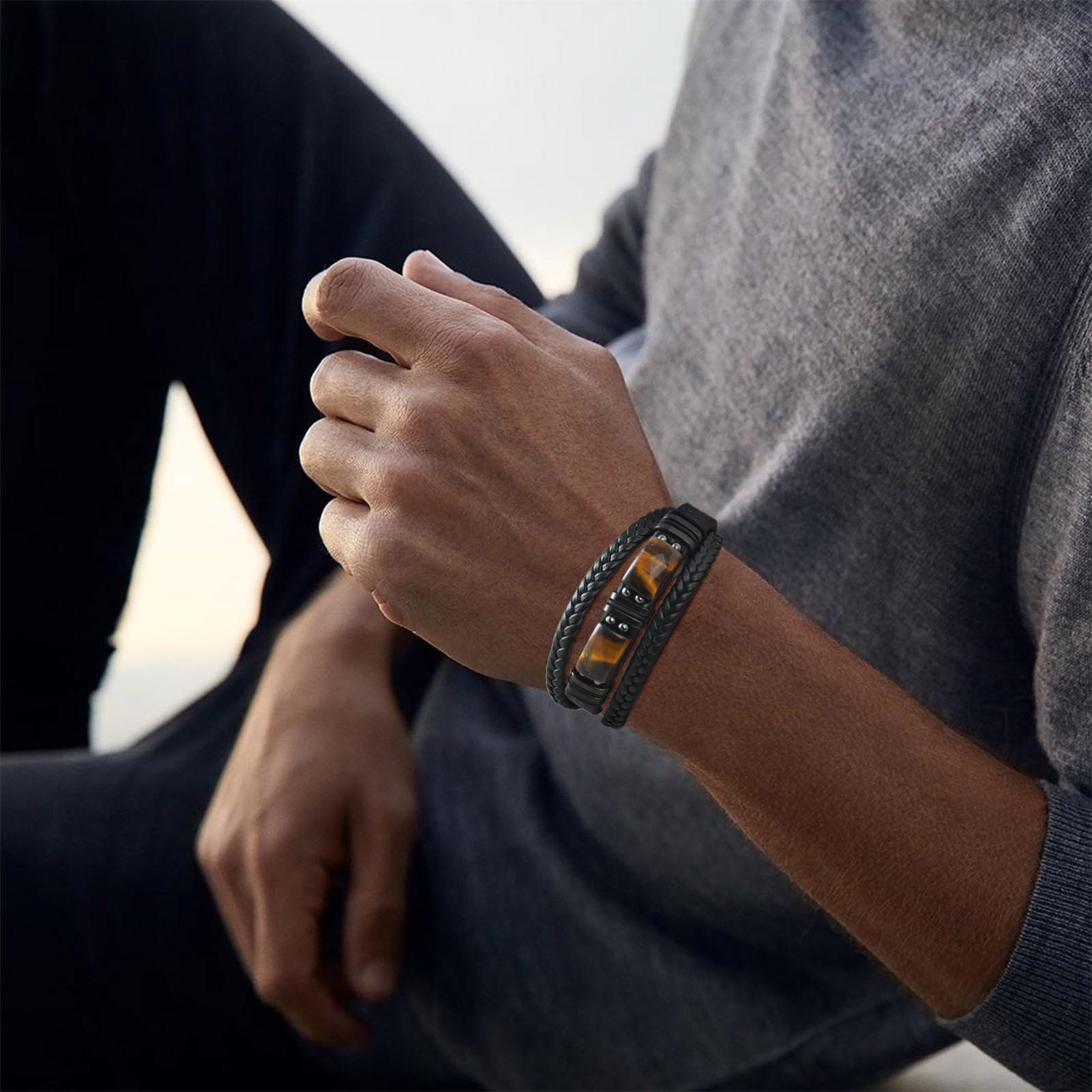 Men Braided Leather Bangle Tig - Leatherwork Jewelry recension och pris