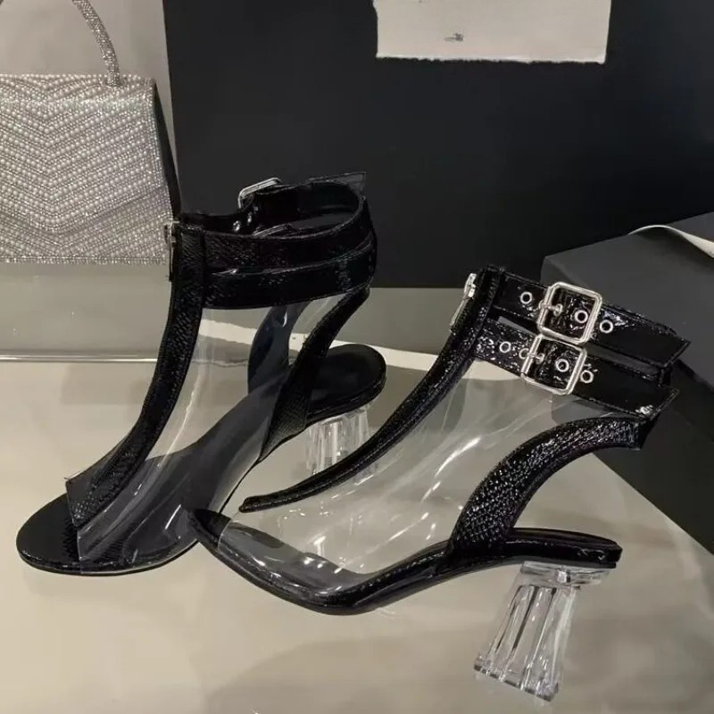 Crystal Heel Zip Sandals Summe - Belt Buckle Blank recension och pris