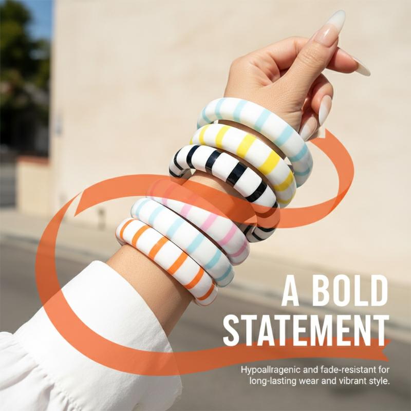 Color Block Resin Cuff Bracele - Leatherwork Jewelry recension och pris